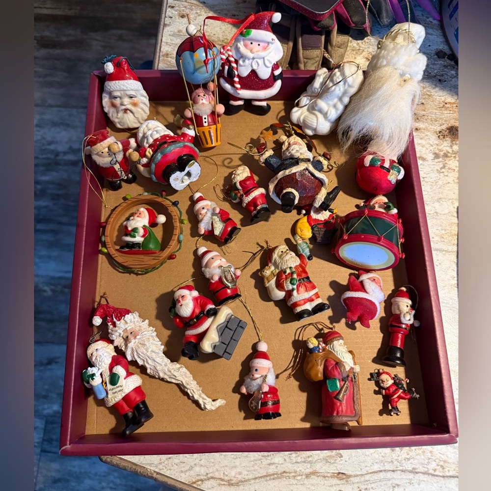 Bundle of 24 Vintage Santa ornaments